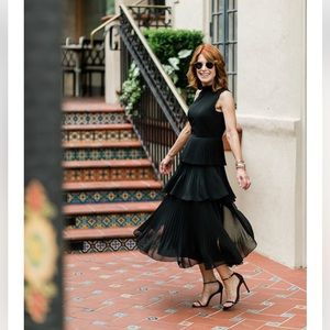 Club Monaco black layered pleated dress